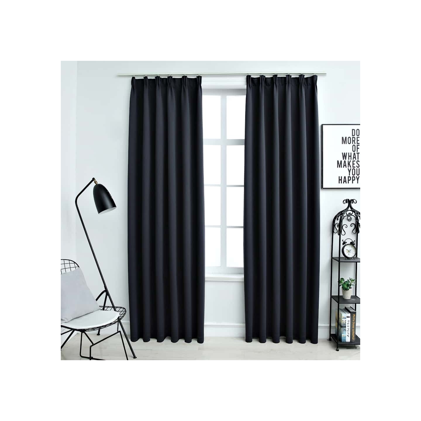 Rideaux occultants avec crochets 2 pcs Anthracite 140x245 cm