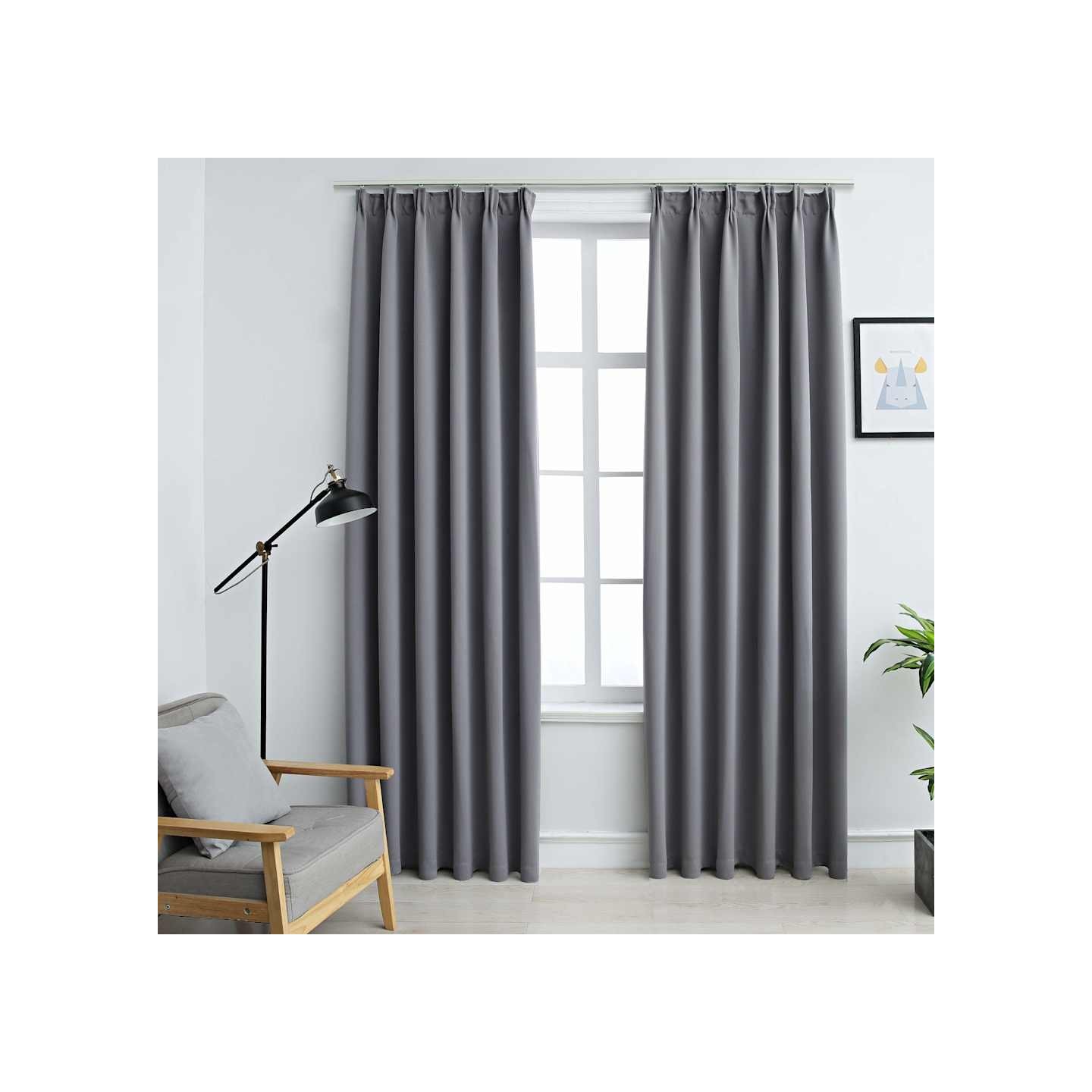 Rideaux occultants avec crochets 2 pcs Gris 140x245 cm