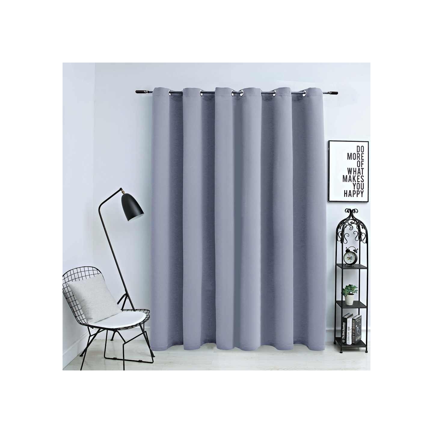 Rideau occultant avec anneaux en métal Gris 290x245 cm