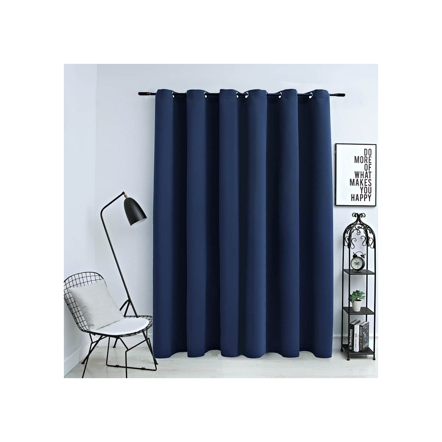 Rideau occultant avec anneaux en métal Bleu 290x245 cm