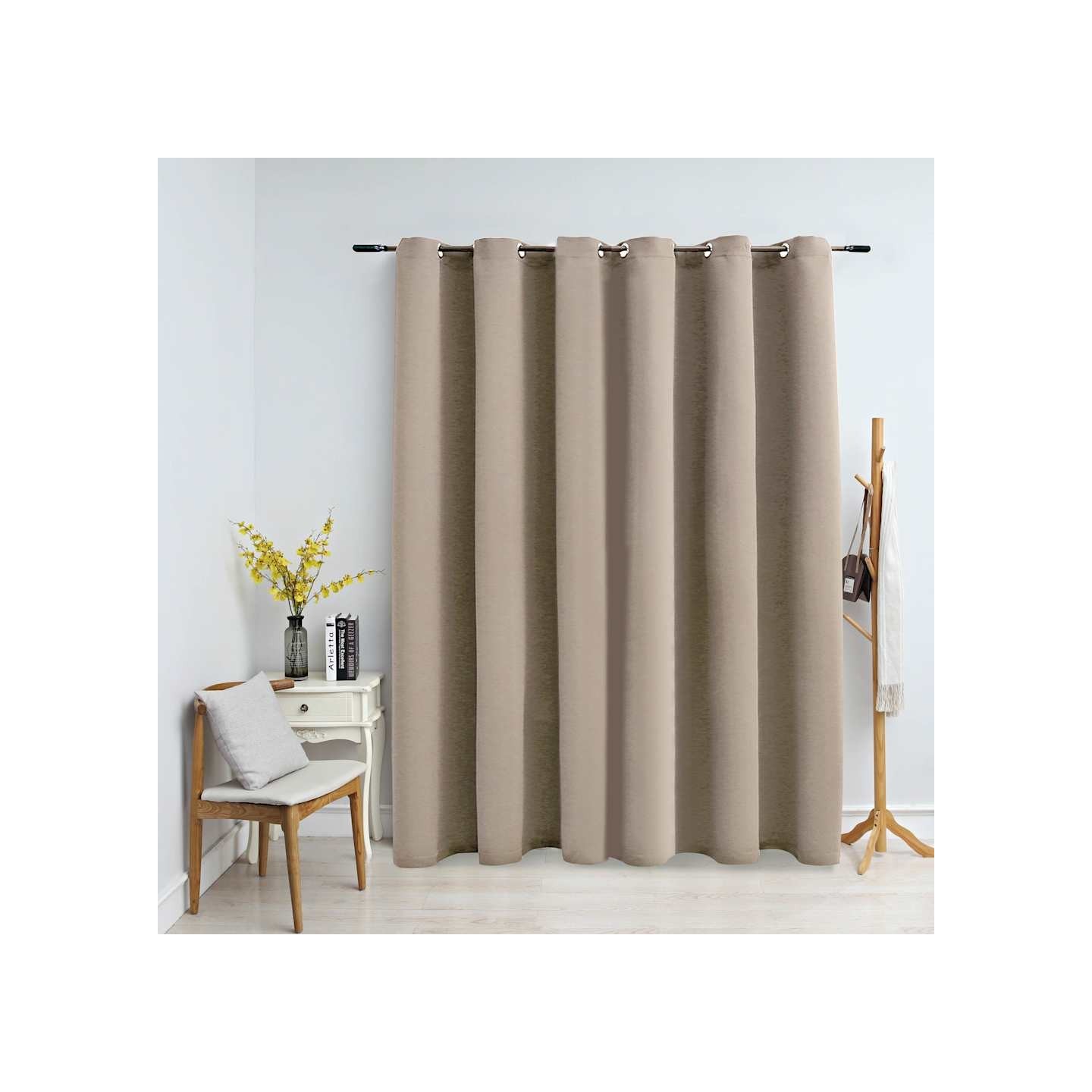 Rideau occultant avec anneaux en métal Beige 290x245 cm