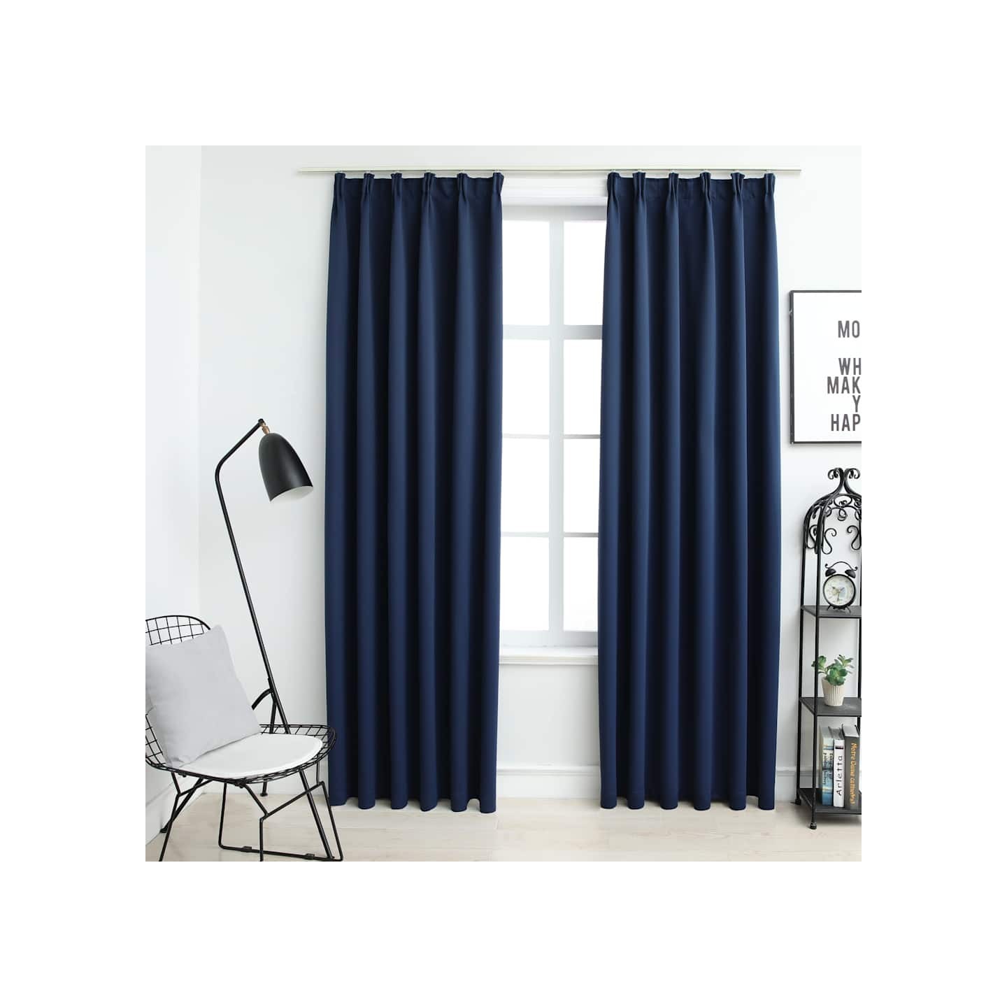 Rideaux occultants avec crochets 2 pcs Bleu 140x245 cm