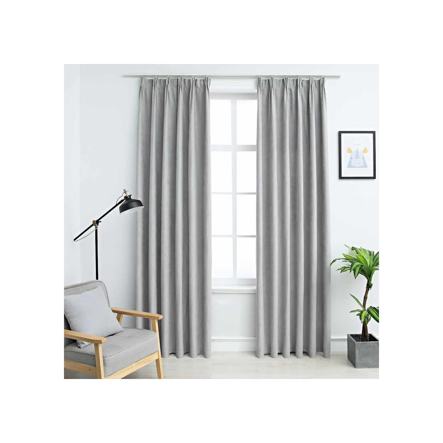 Rideaux occultants avec crochets 2 pcs Gris 140x225 cm