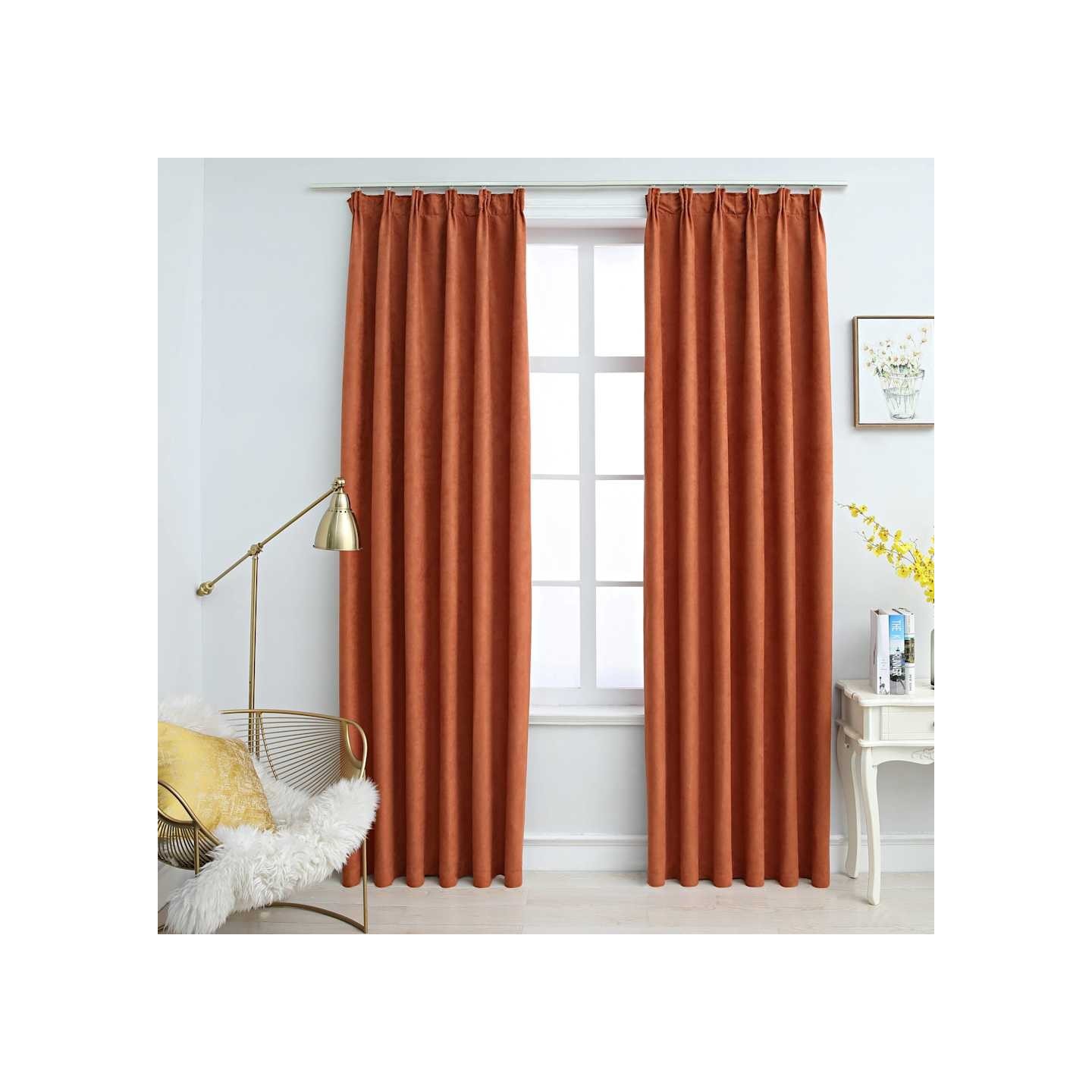 Rideaux occultants avec crochets 2 pcs Rouille 140x225 cm