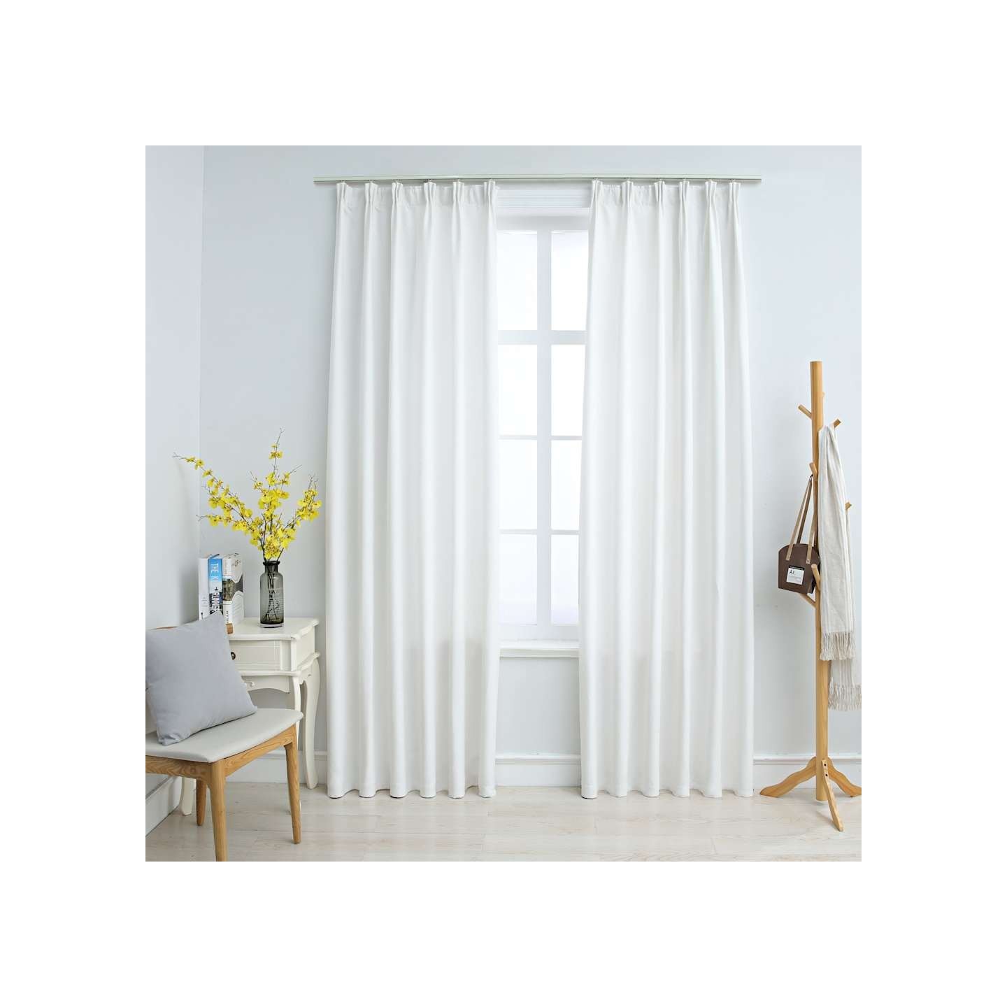 Rideaux occultants avec crochets 2 pcs Blanc cassé 140x245 cm