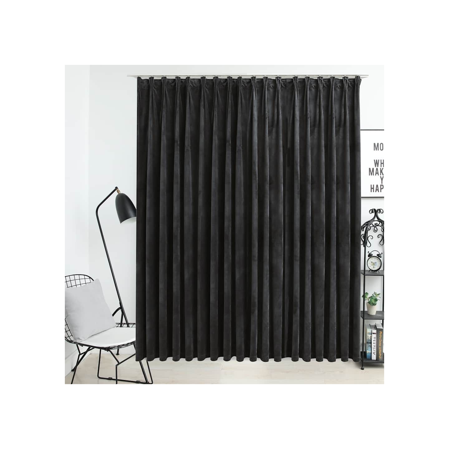 Rideau occultant avec crochets Velours Anthracite 290x245 cm