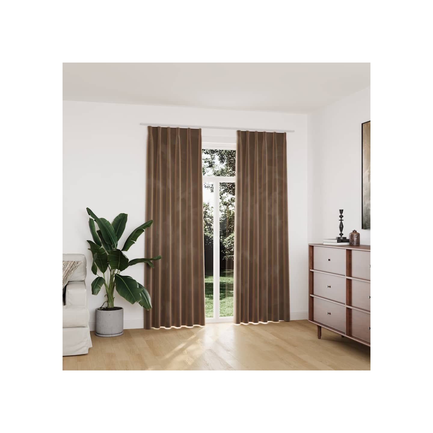 Rideaux occultants avec crochets 2 pcs Velours Beige 140x225 cm