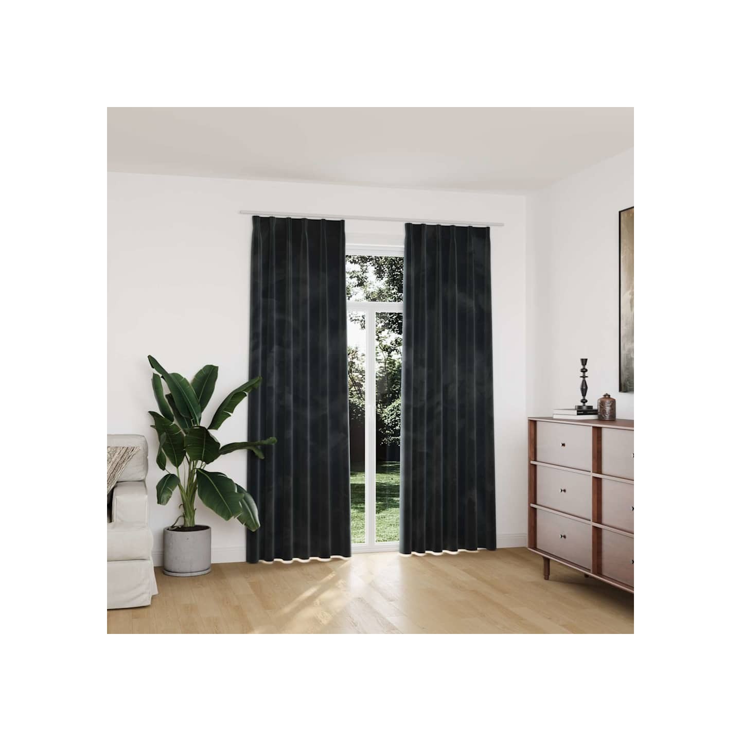 Rideaux occultants et crochet 2pcs Velours Anthracite 140x225cm