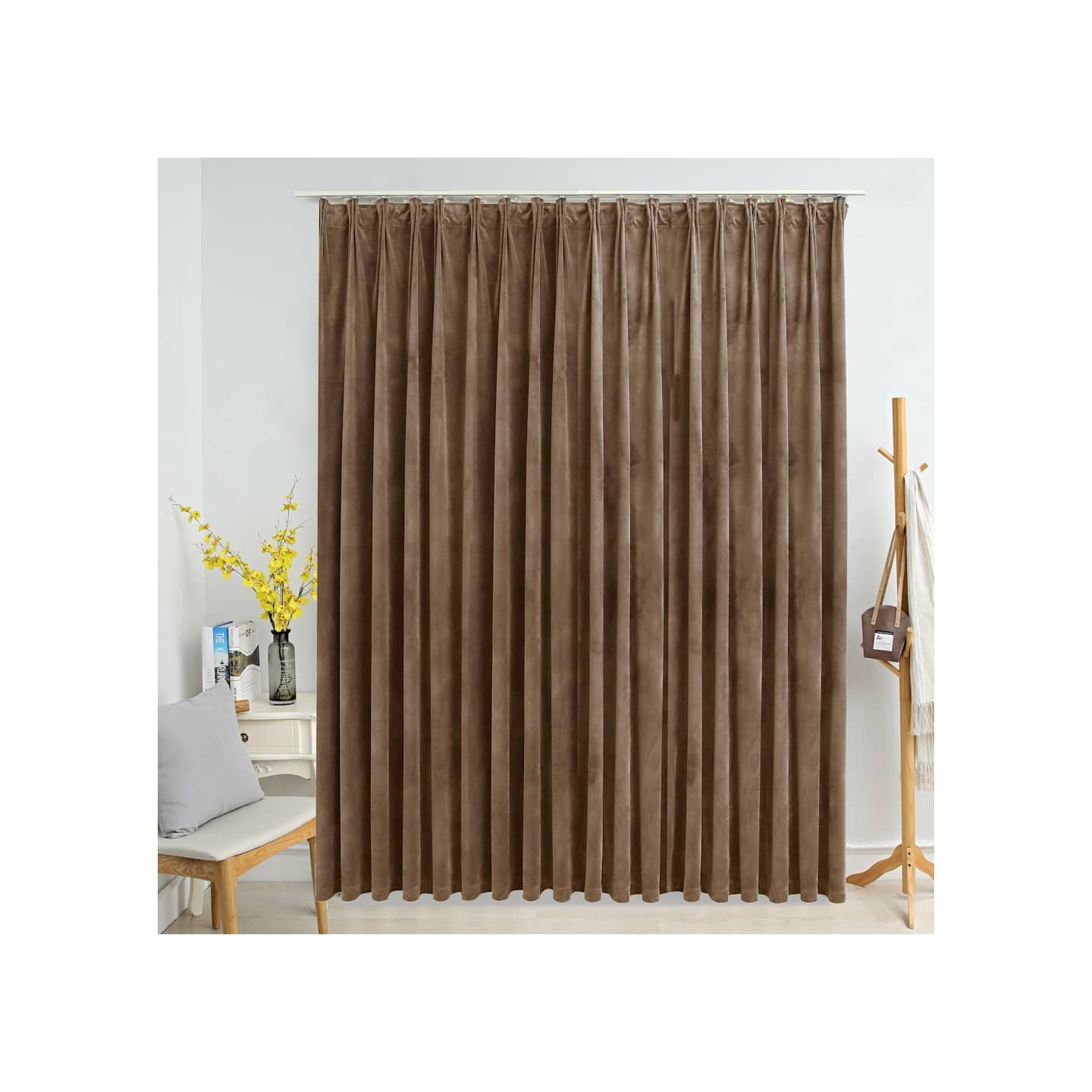 Rideau occultant avec crochets Velours Beige 290x245 cm
