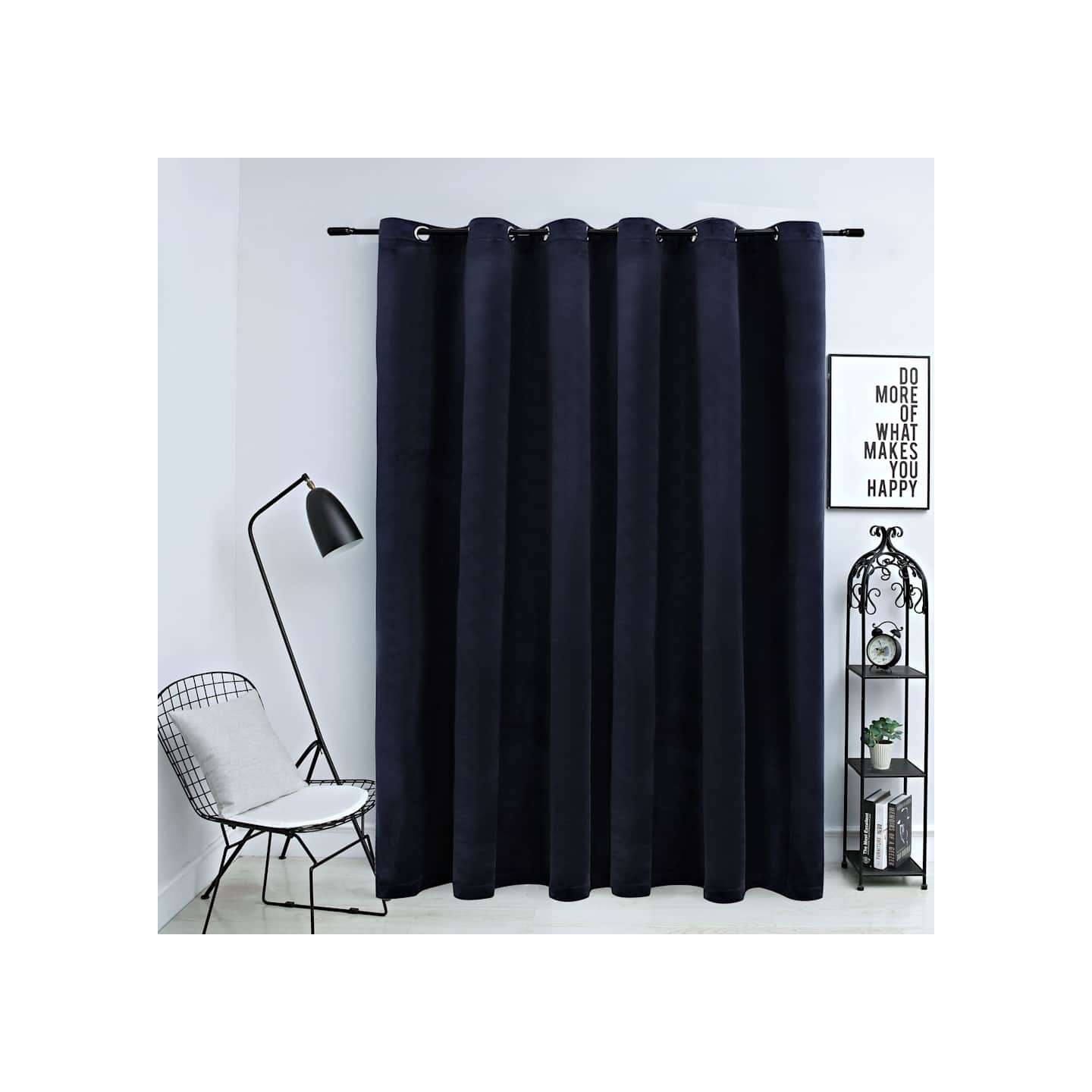Rideau occultant avec anneaux en métal Velours Noir 290x245 cm