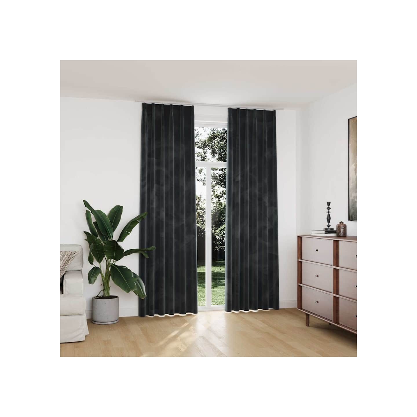 Rideaux occultants et crochet 2pcs Velours Anthracite 140x245cm