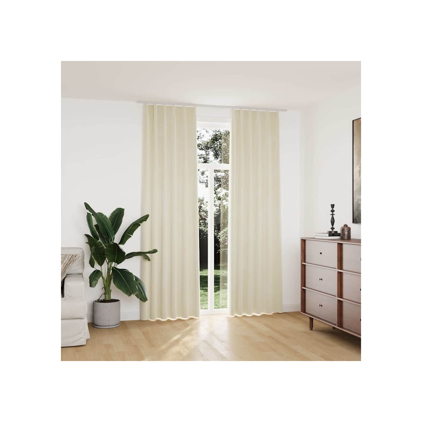 Rideaux occultants avec crochets 2 pcs Velours Crème 140x245 cm
