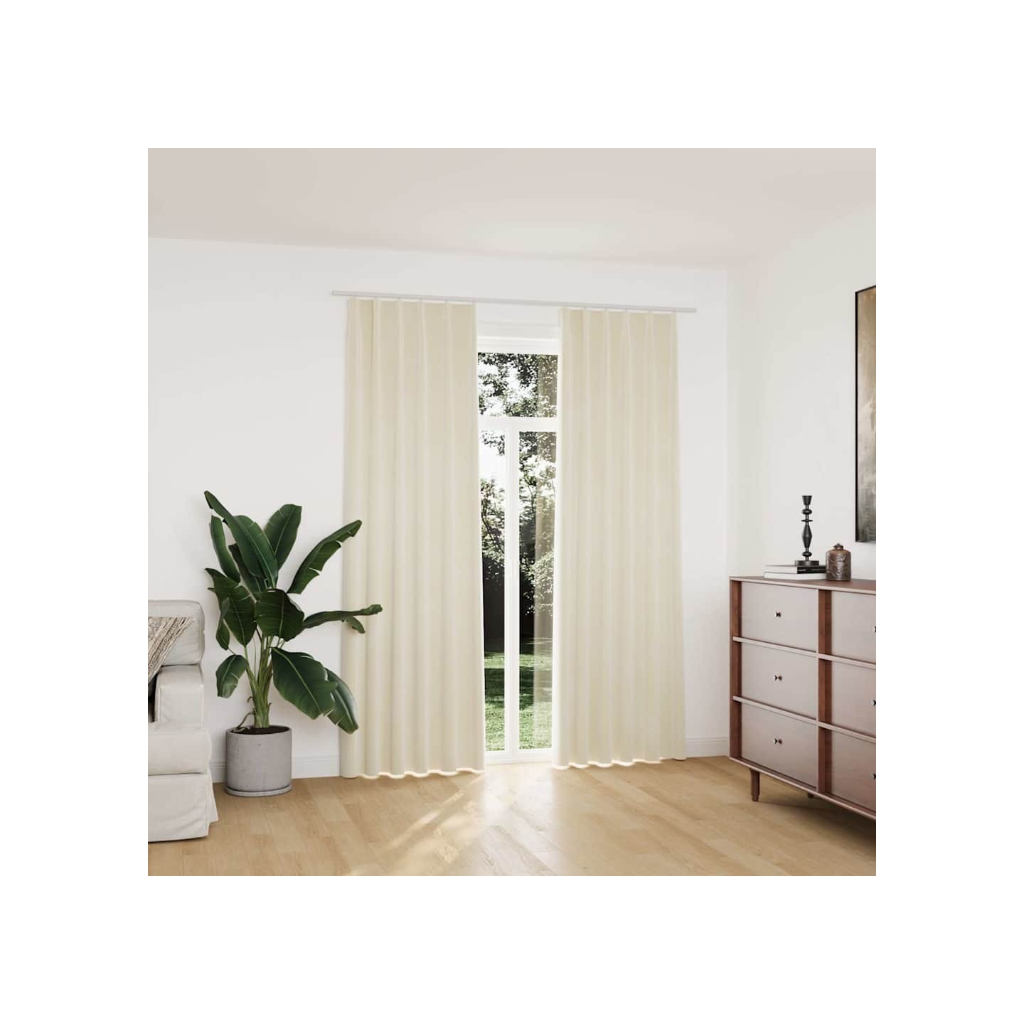 Rideaux occultants avec crochets 2 pcs Velours Crème 140x225 cm