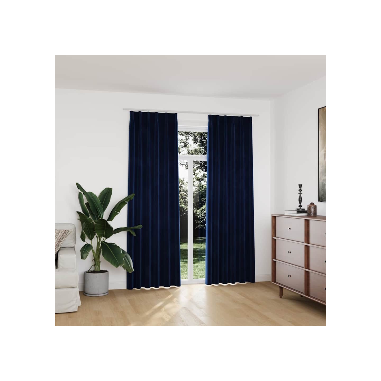 Rideaux occultants et crochet 2pcs Velours Bleu foncé 140x225cm