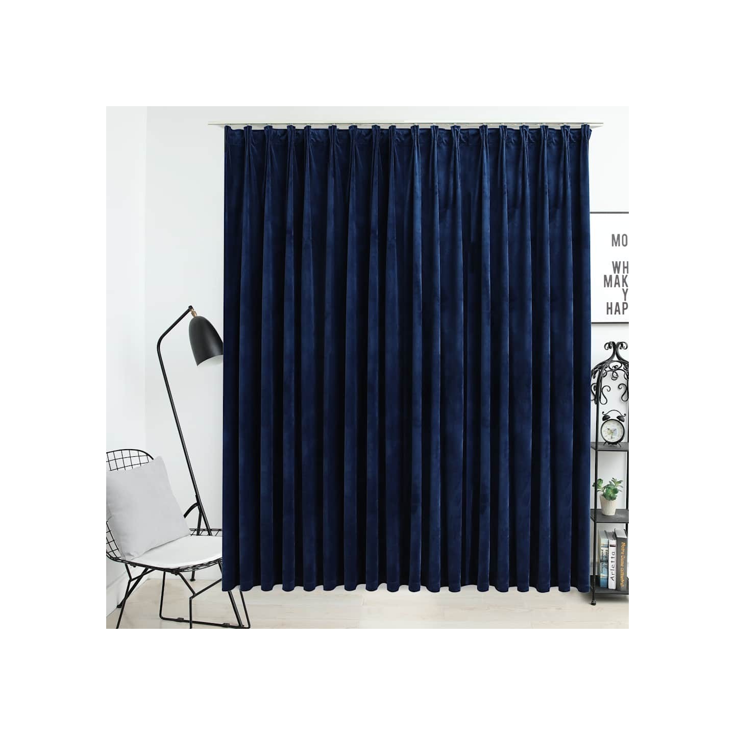 Rideau occultant avec crochets Velours Bleu foncé 290x245 cm