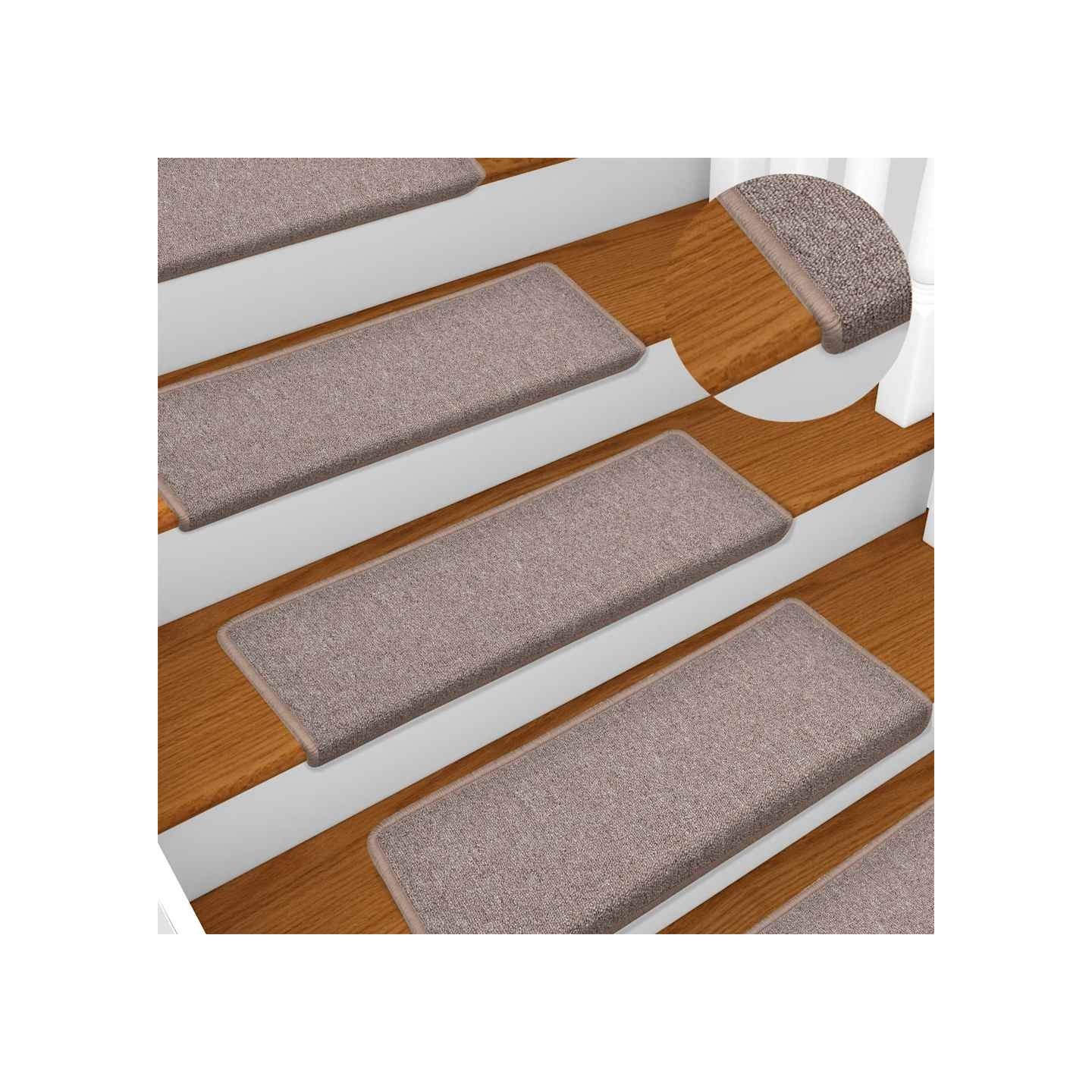 Tapis d'escalier 15 pièces 65x21x4 cm Marron clair