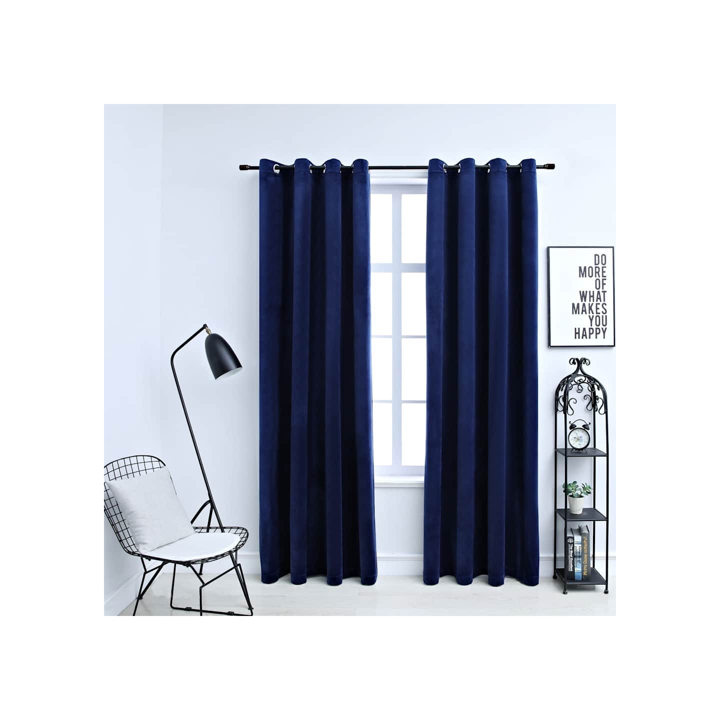 Rideaux occultants et anneaux 2pcs Velours Bleu foncé 140x245cm