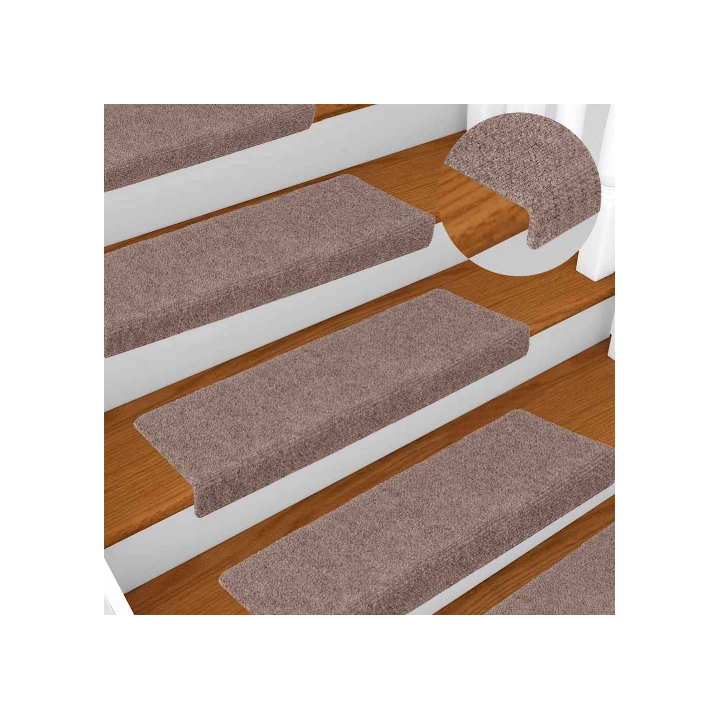 Tapis d'escalier autocollants 15 pièces 65 x 21 x 4 cm marron clair Bord rectangulaire