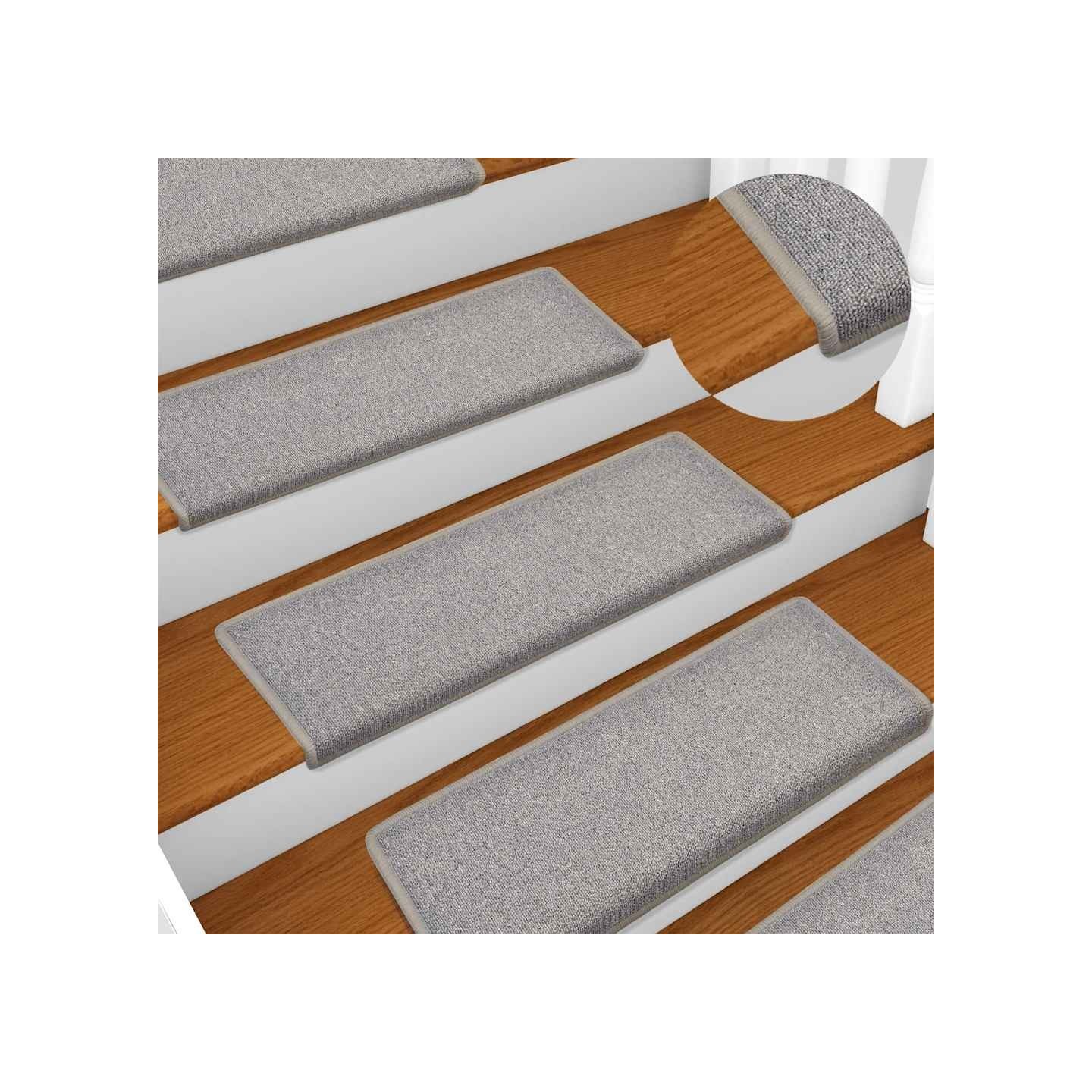 Tapis d'escalier 15 pièces 65x21x4 cm gris clair