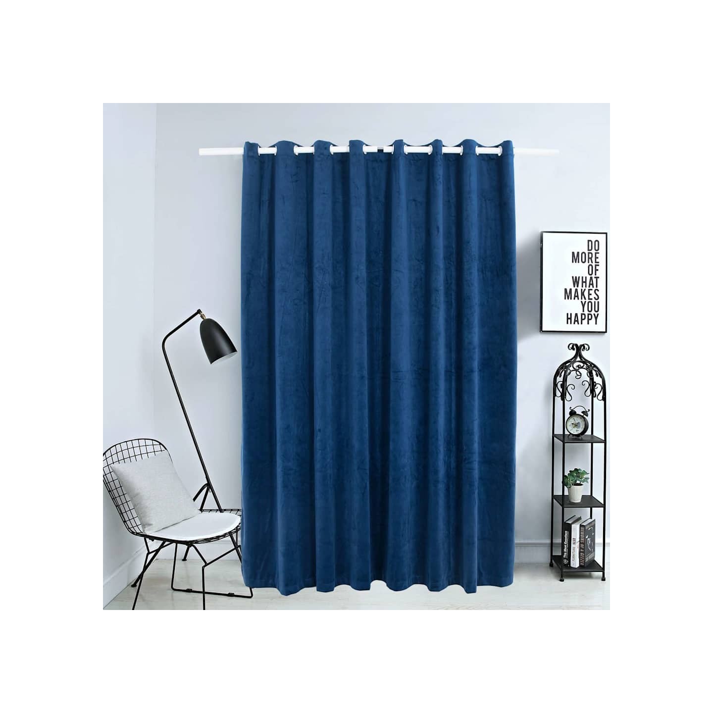 Rideau occultant et anneaux Velours Bleu foncé 290x245 cm
