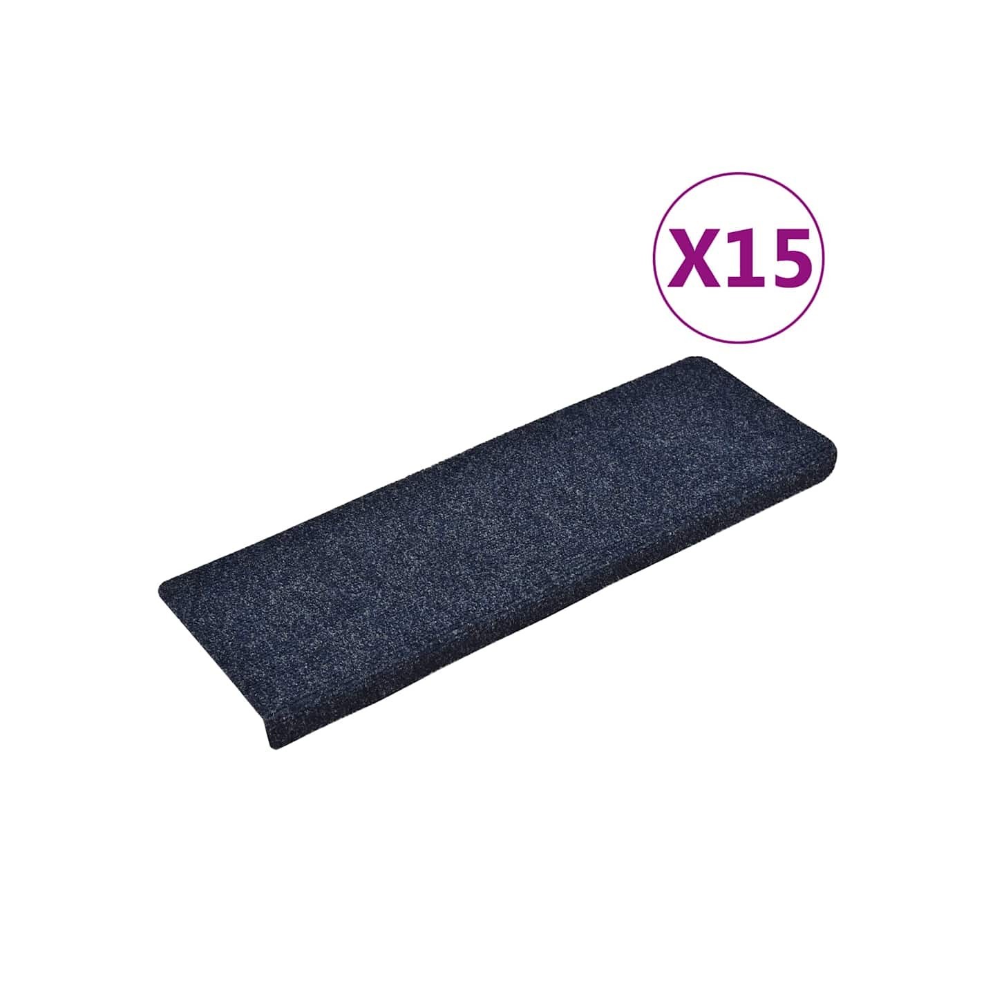 Tapis d'escalier autocollants 15 pièces 65x21x4 cm Bleu