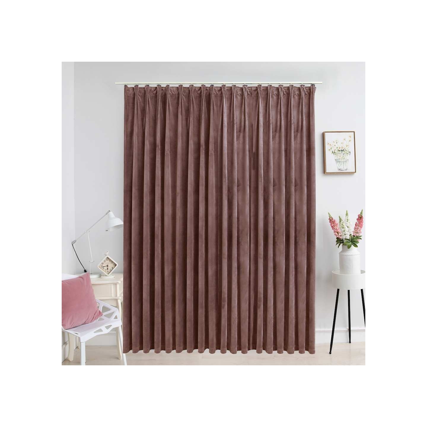 Rideau occultant avec crochets Velours Rose antique 290x245 cm