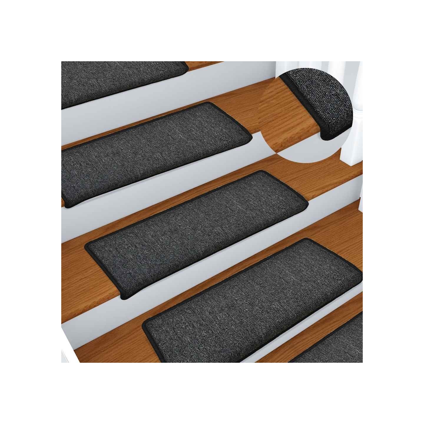 Tapis d'escalier 15 pièces 65x21x4 cm anthracite
