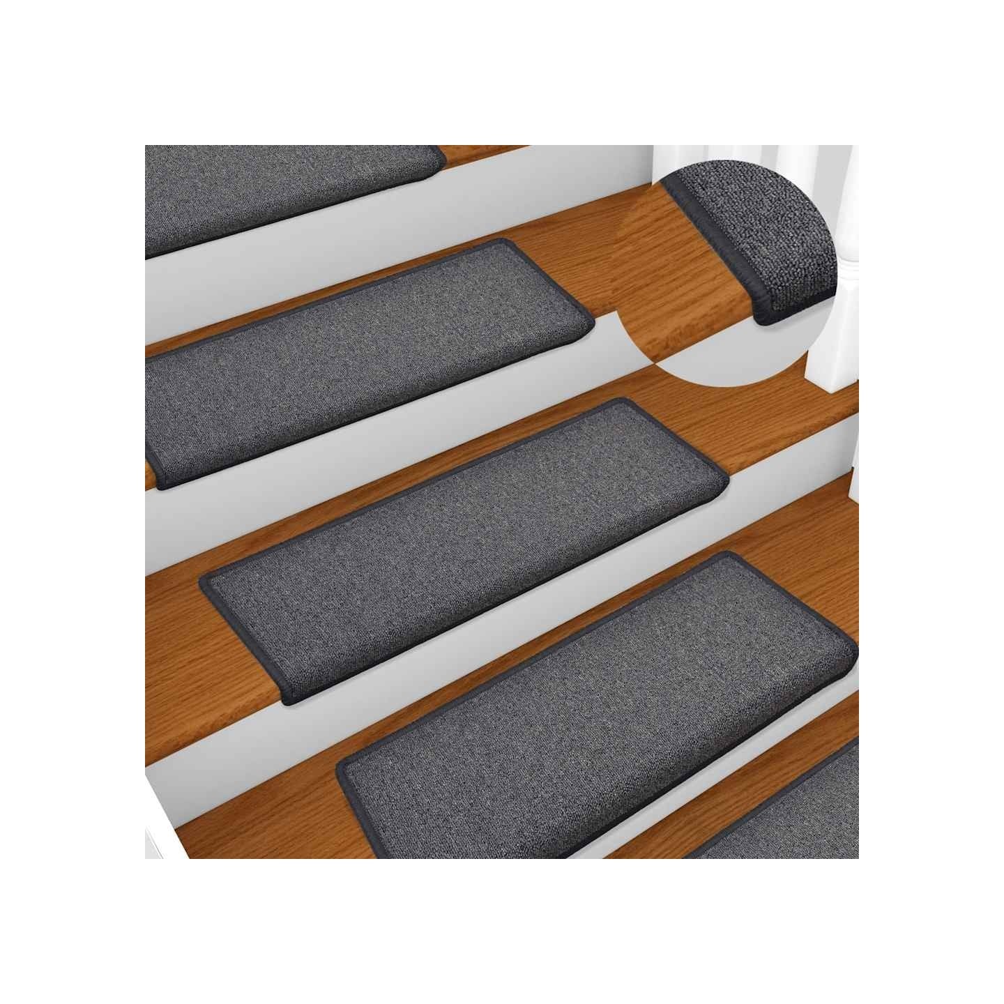 Tapis d'escalier 15 pièces 65x21x4 cm gris foncé