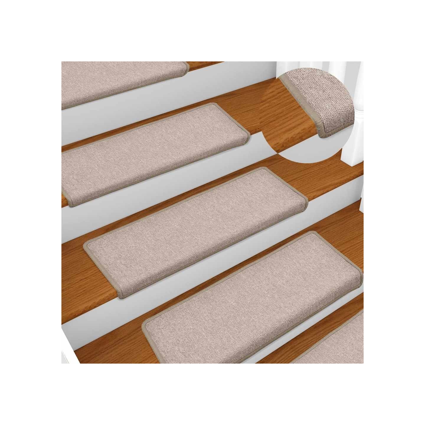 Tapis d'escalier 15 pièces 65x21x4 cm Taupe
