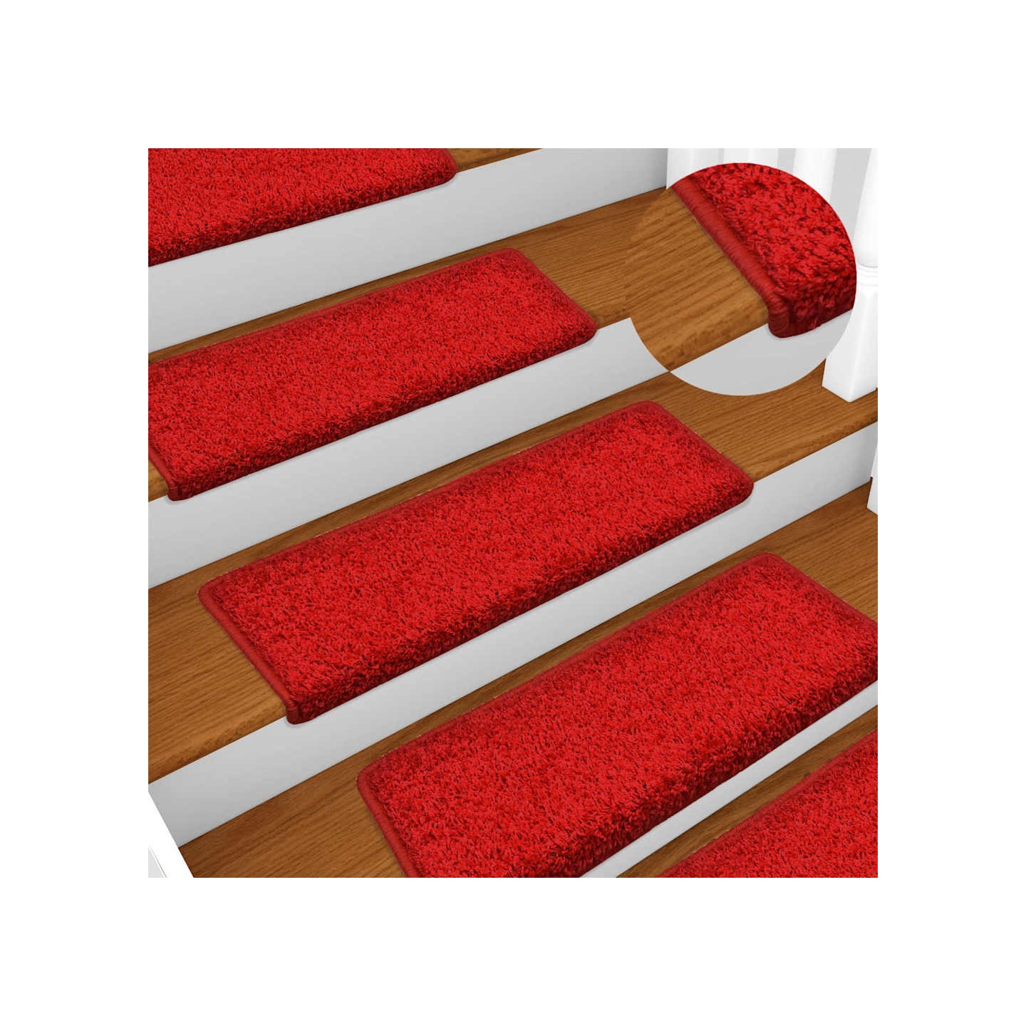 Tapis d'escalier 15 pièces 65x21x4 cm Bordure