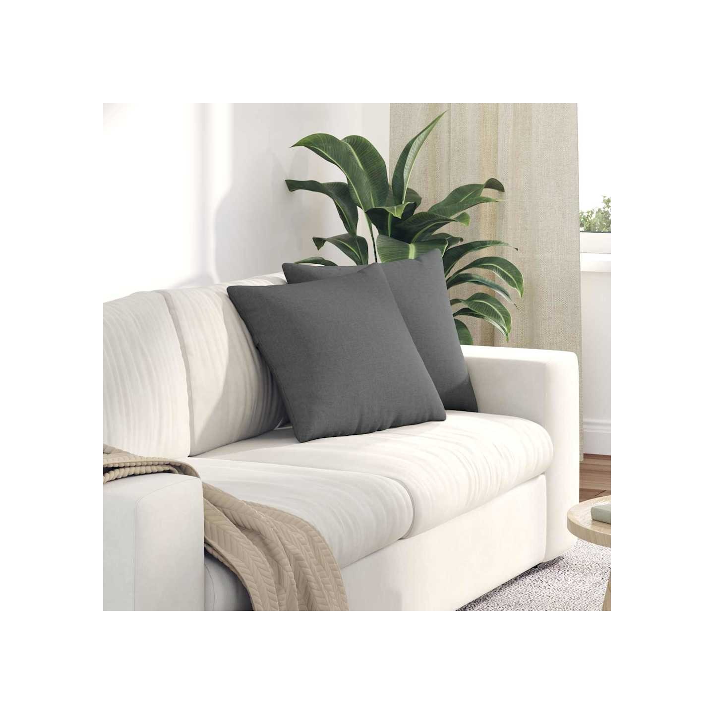 Coussins de canapé 2 pc tissu Gris foncé 45 x 45 cm