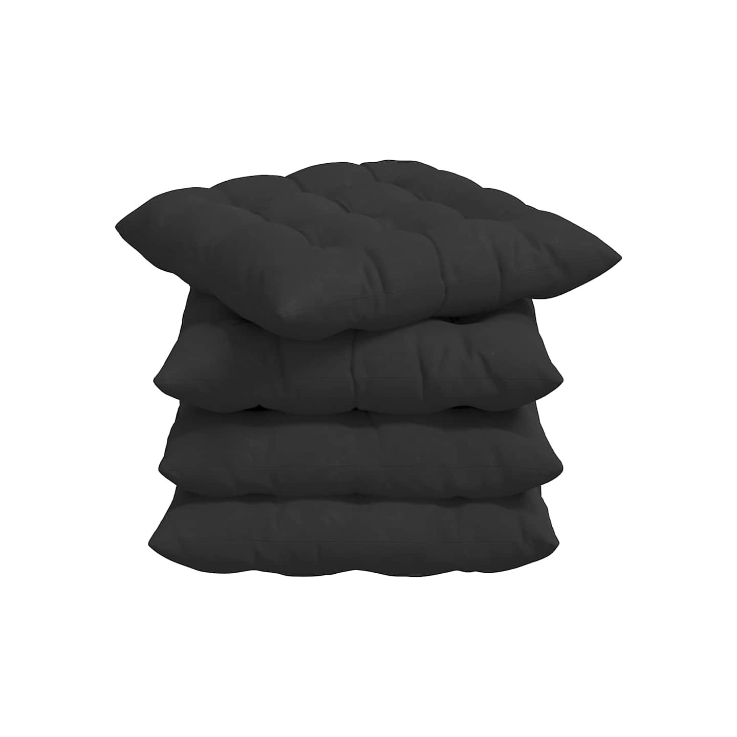 Coussins de siège 4 pc Microfibre Noir 40 x 40 x 6 cm