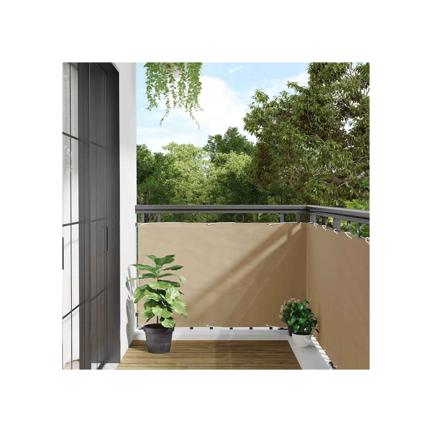 Écran de balcon Beige 90x500 cm Tissu Oxford