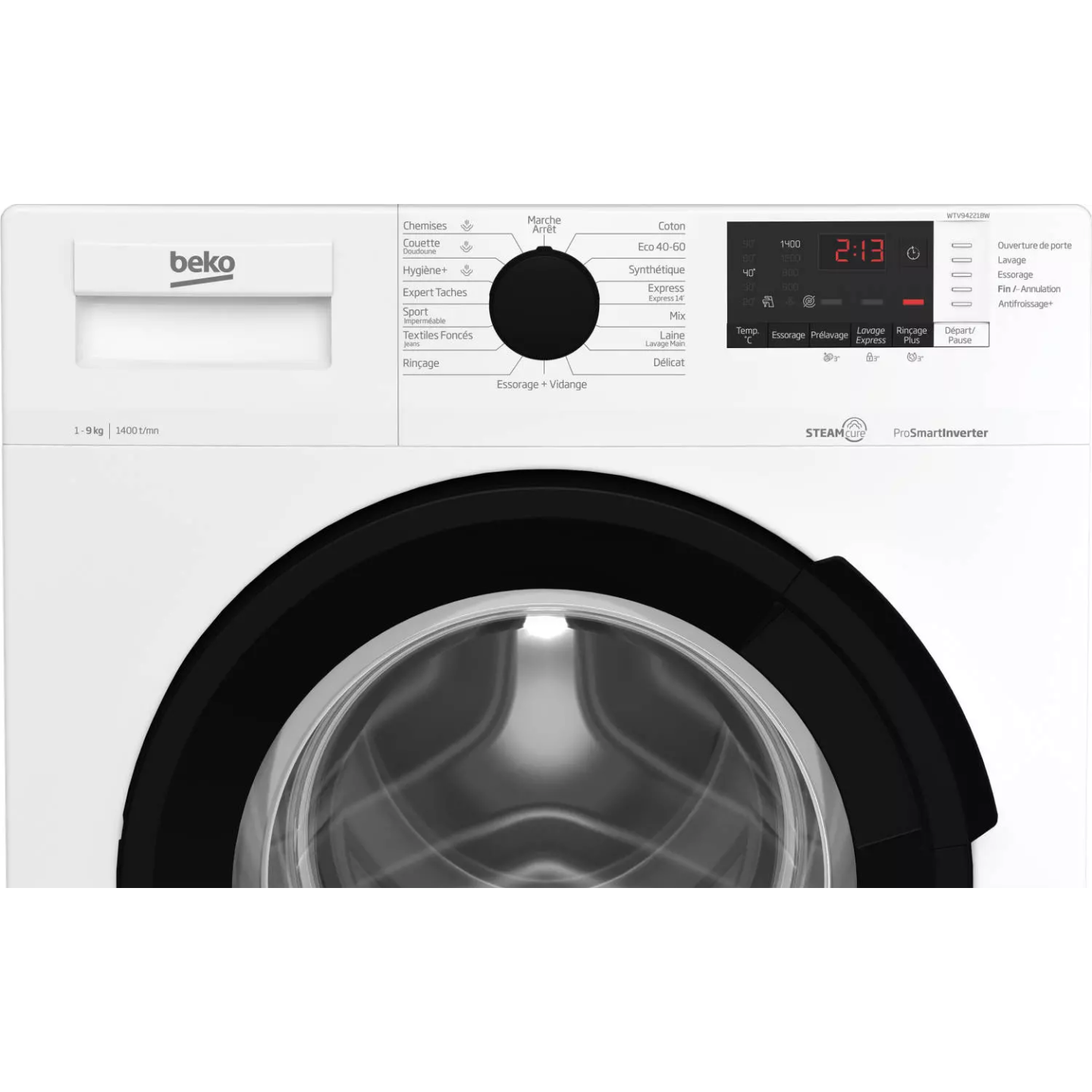 Lave-linge Beko WTV94221BW 9 kg 1400 tr SteamCure | Nimestore