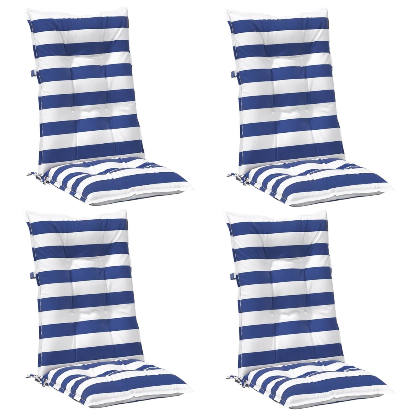 Coussin d'extérieur 4 pc Tissu Bleu et Blanc 120 x 50 x 7 cm