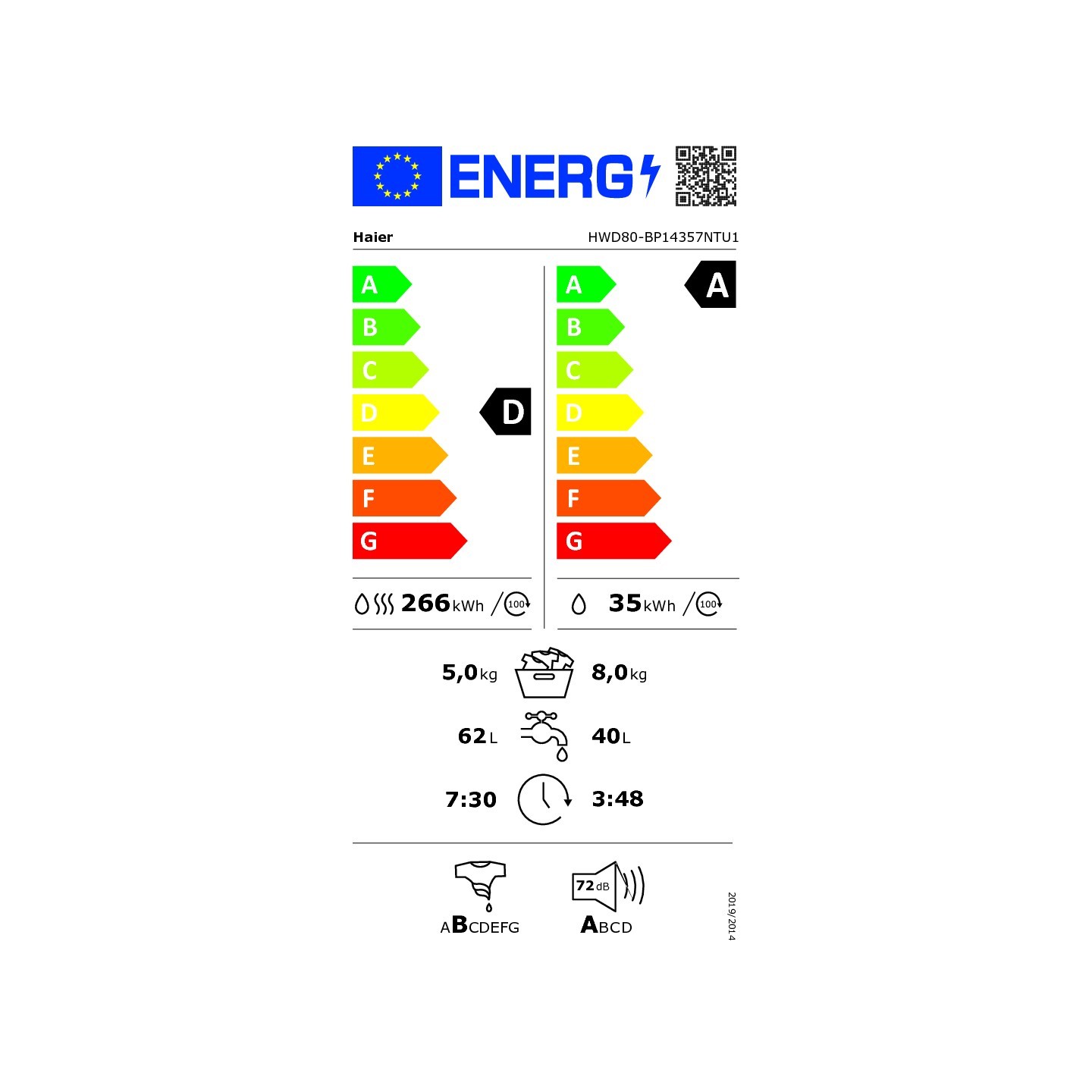 Lave-linge séchant Haier HWD8BP14357NTUFR 8/5 kg | Nimestore