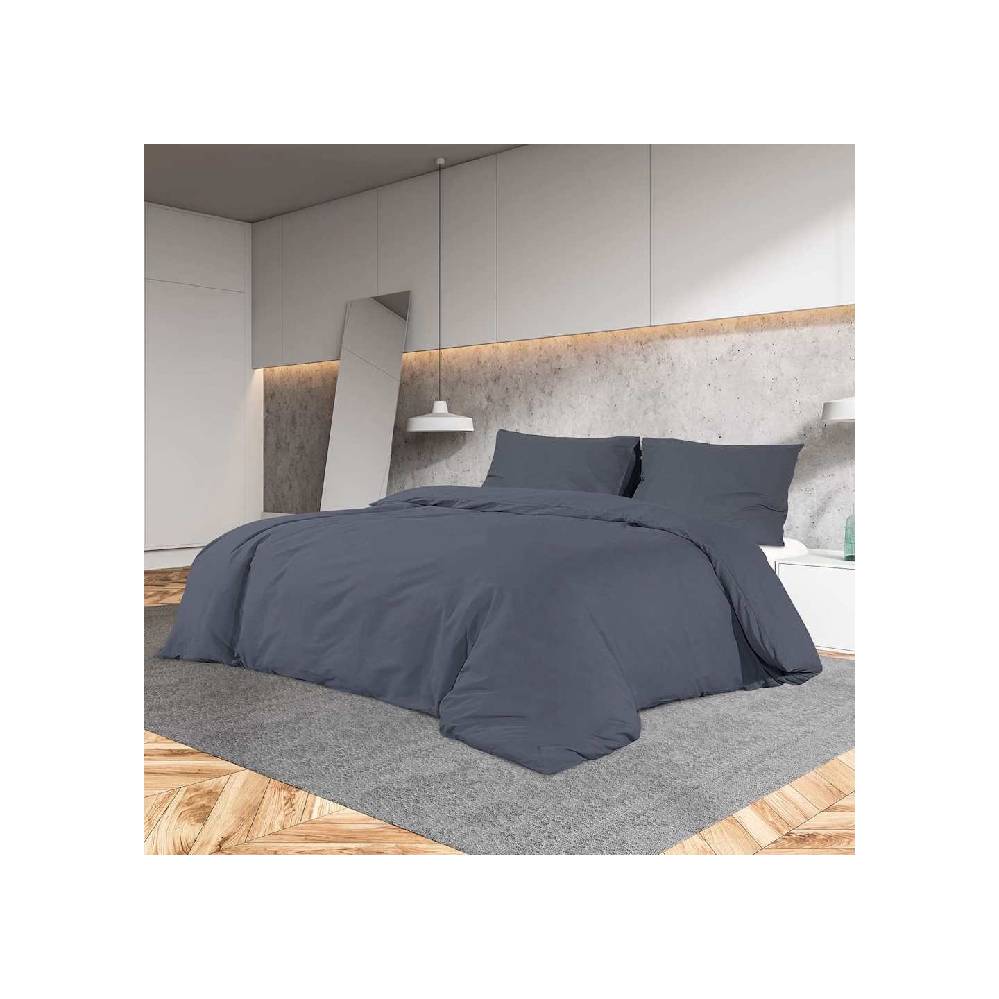 Ensemble de housse de couette Anthracite 140x200 cm Microfibre