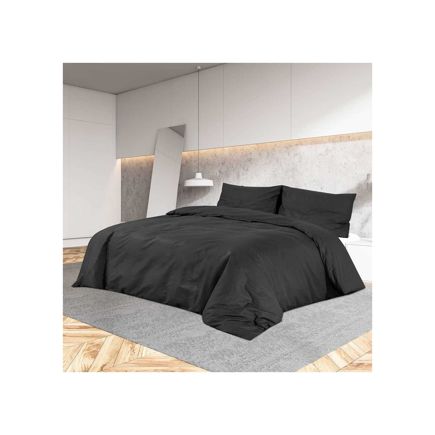 Ensemble de housse de couette Noir 140x200 cm Microfibre légère