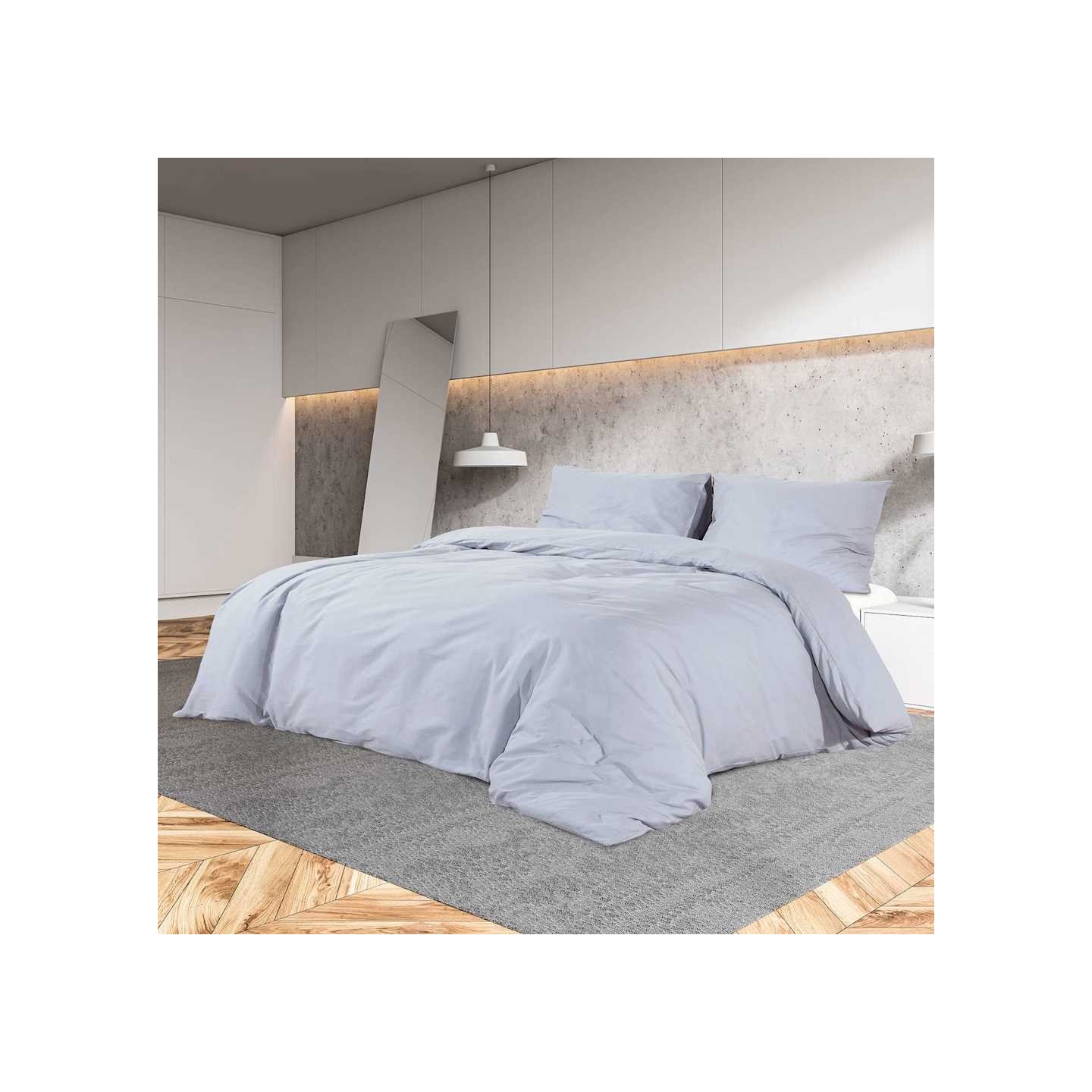 Ensemble de housse de couette Gris 200x220 cm Microfibre légère
