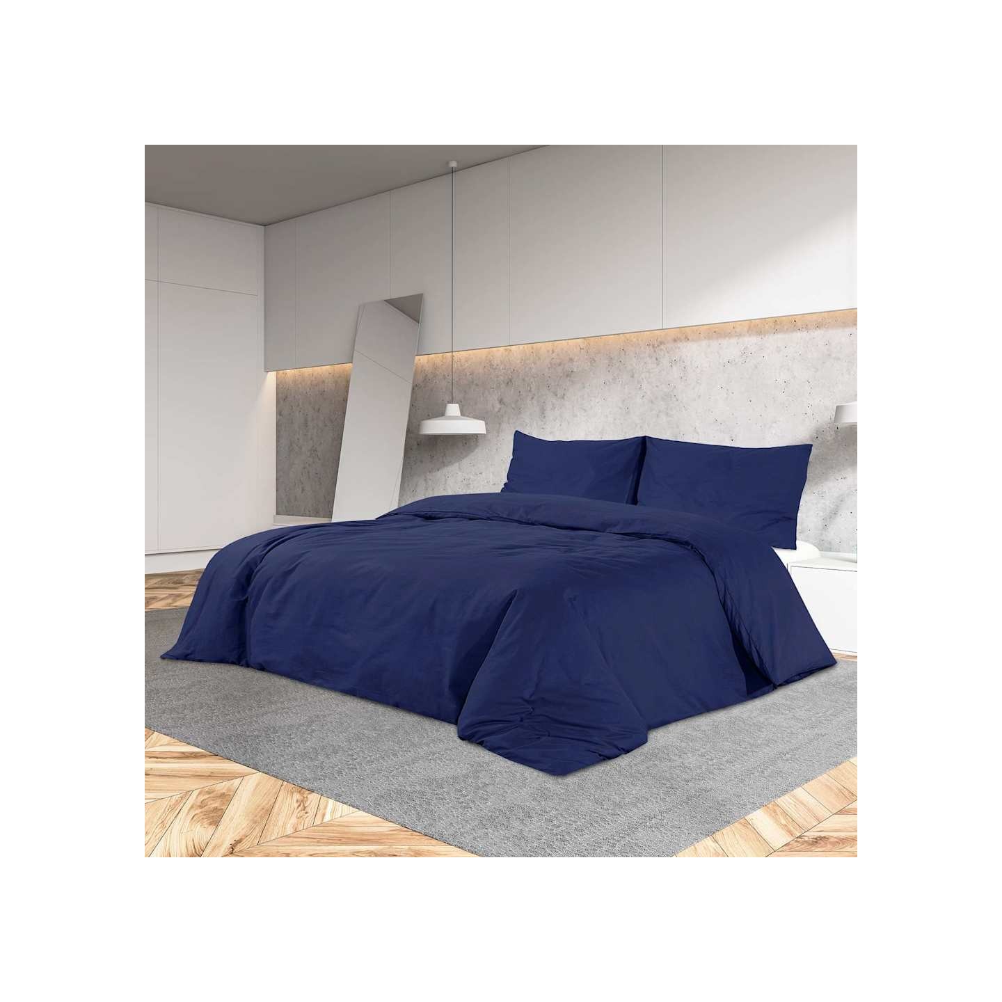 Ensemble de housse de couette Bleu marine 155x220 cm Microfibre