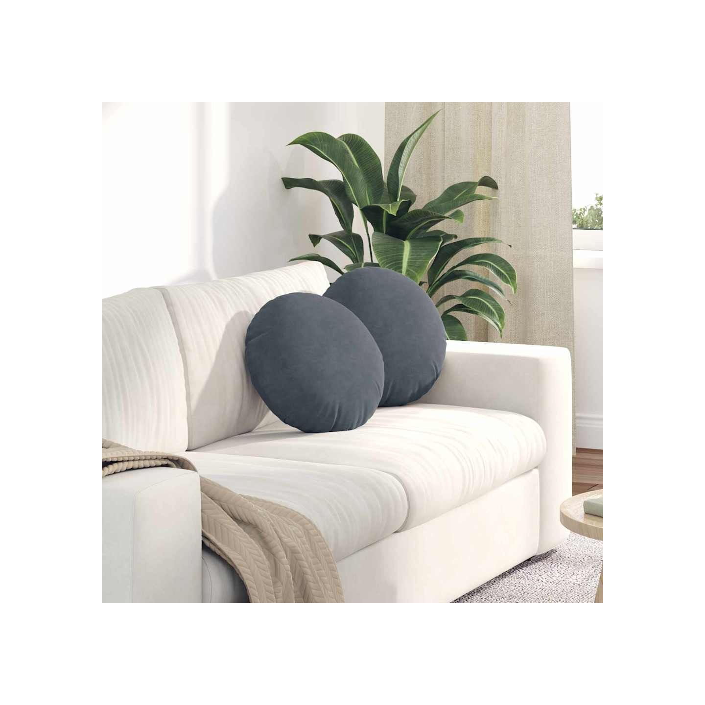 Coussins de siège 2 pcs Gris foncé Ø 40 x 13 cm Velours