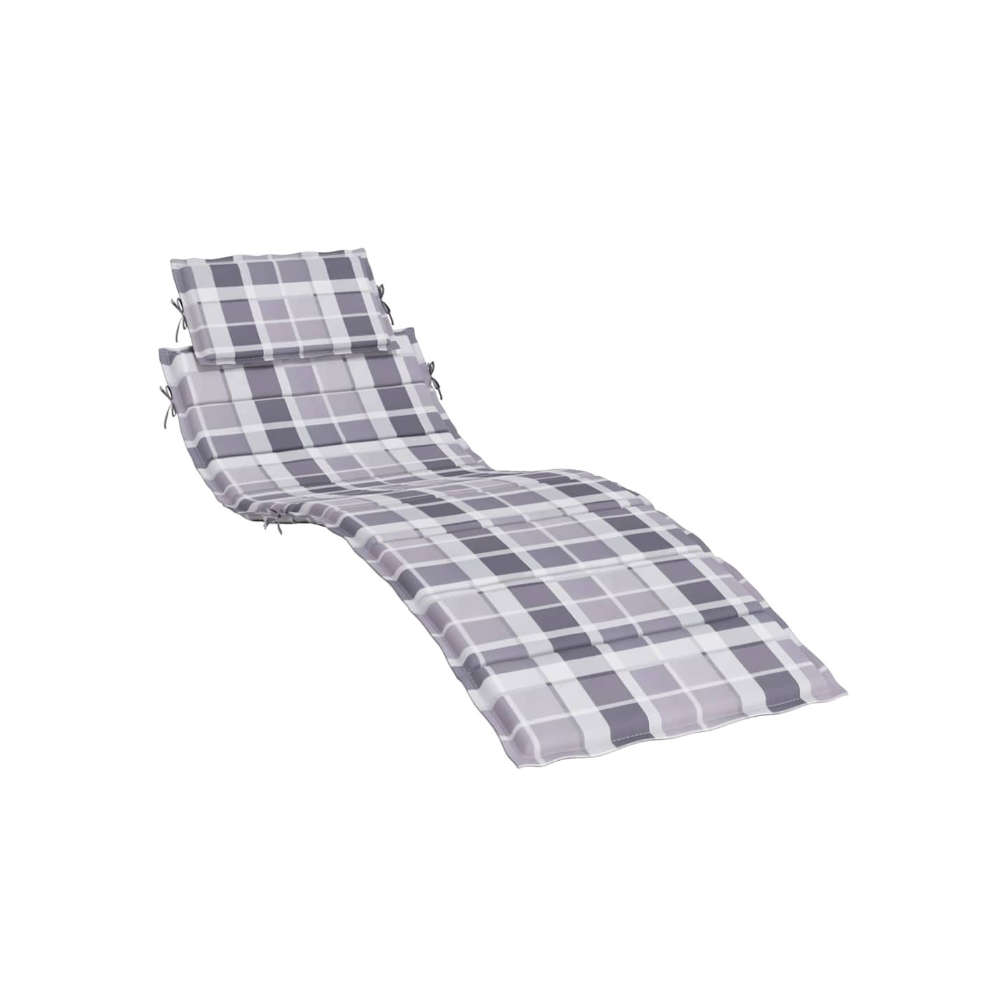 Coussin de chaise longue à carreaux gris 186x58x4 cm