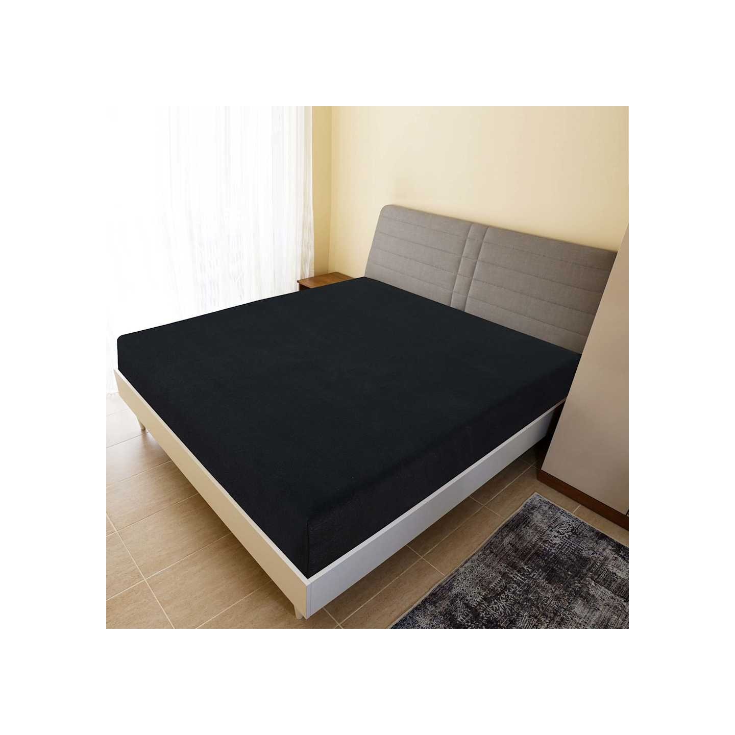 Draps-housses Jersey 2 pcs Noir 180x200 cm Coton