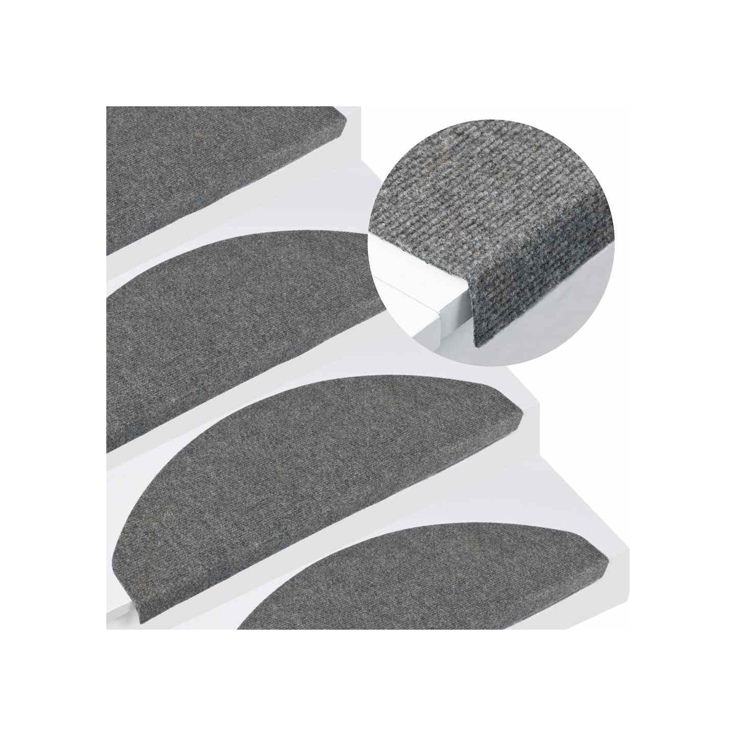 Tapis d'escalier autocollants 15 pcs 65x22,5x3,5 cm Gris
