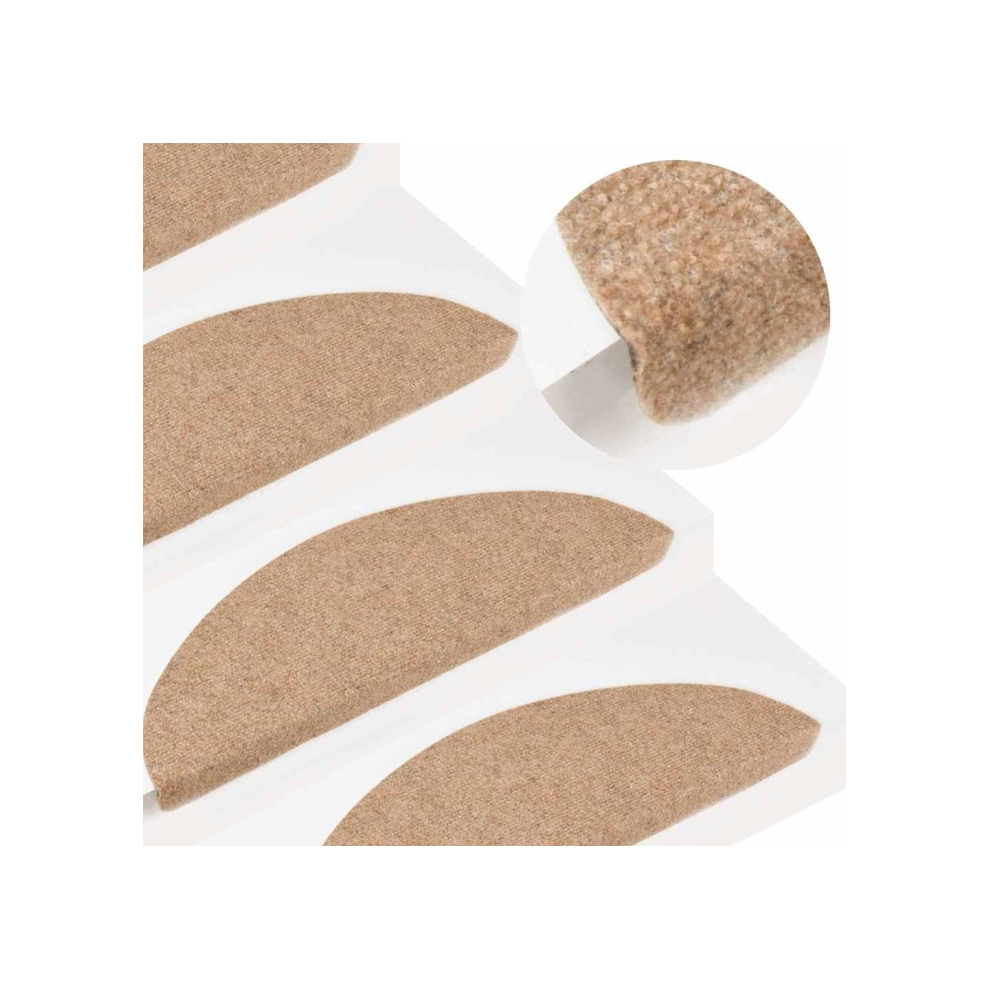 Tapis d'escalier autocollants 15 pcs 56x17x3 cm Beige