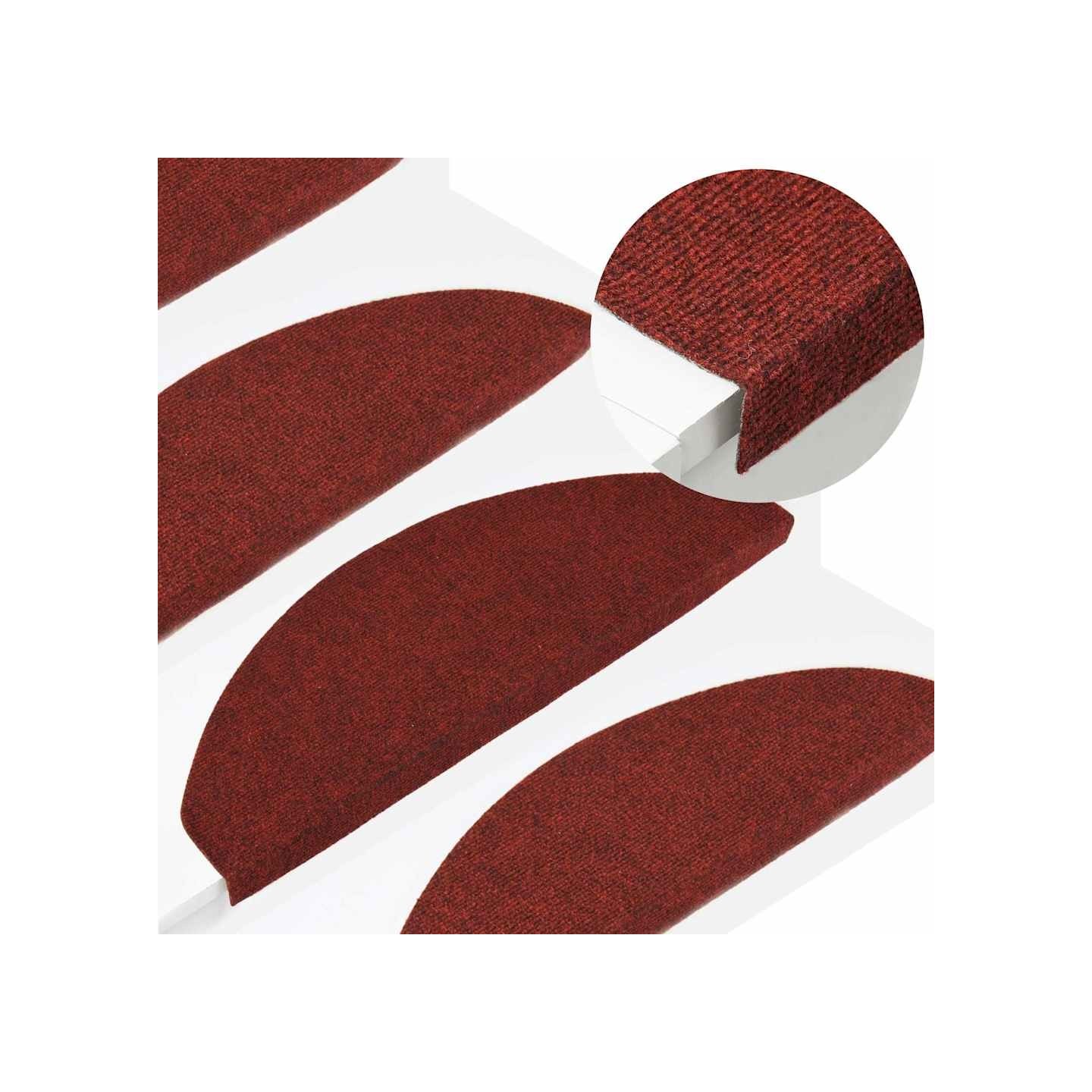 Tapis d'escalier autocollants 15 pcs 65x22,5x3,5 cm Rouge