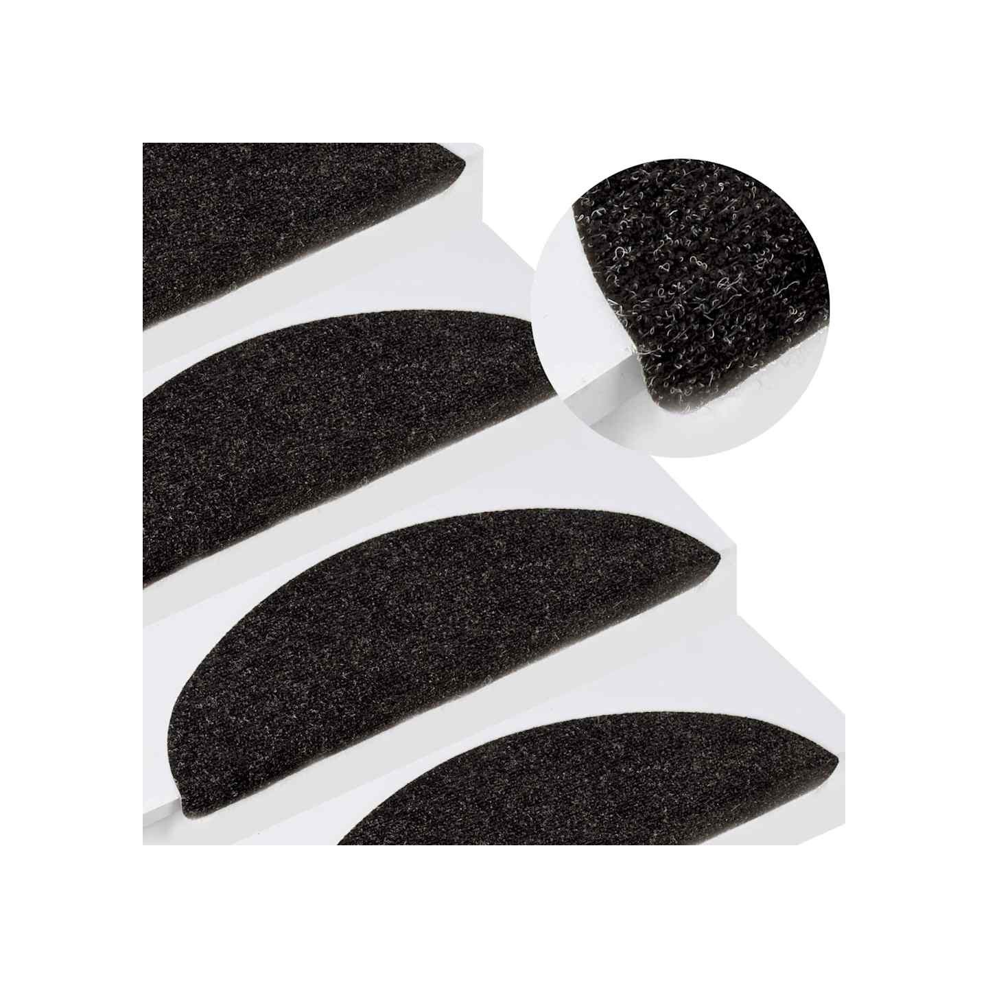 Tapis d'escalier autocollants 15 pcs 56x17x3 cm Anthracite