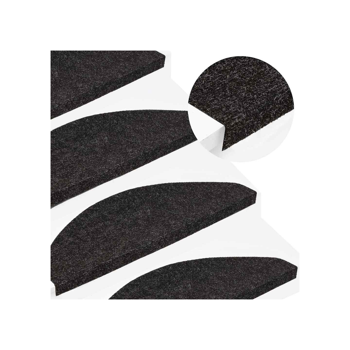 Tapis d'escalier autocollants 15 pcs 65x22,5x3,5 cm Anthracite