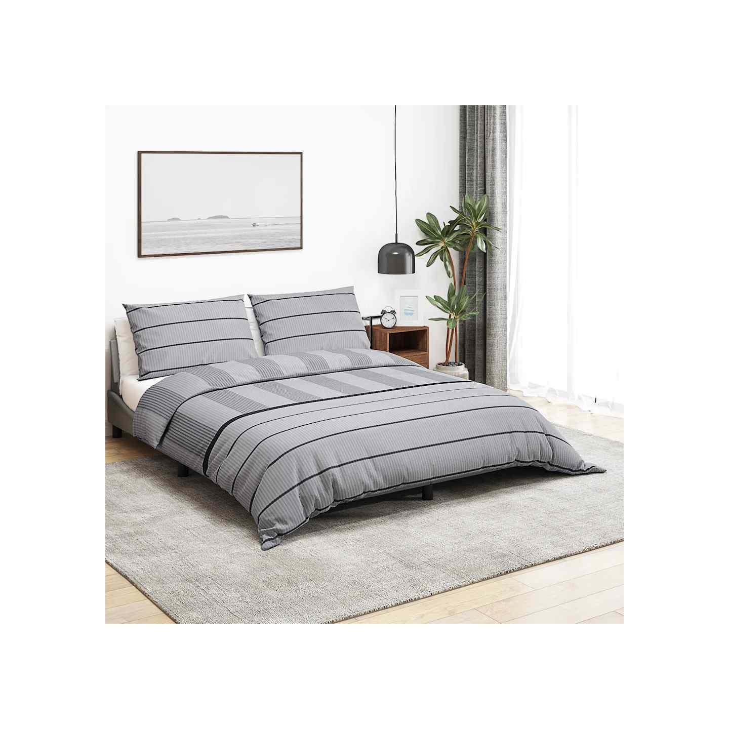 Ensemble de housse de couette gris clair 135x200 cm coton
