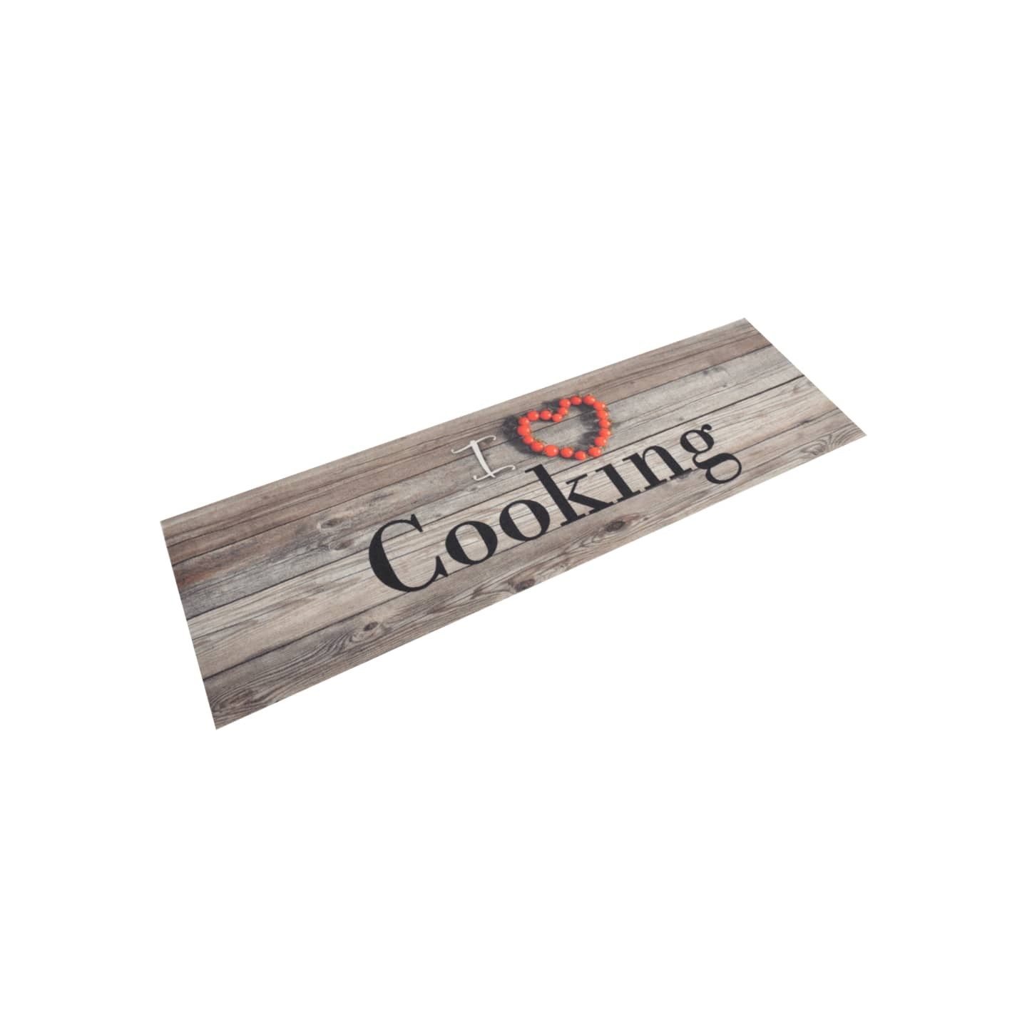 Tapis de cuisine lavable impression cuisine gris 45x150 cm